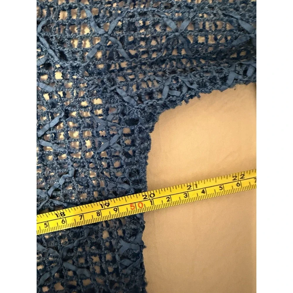 Women's Blue Crochet Lace Blouse Size Large